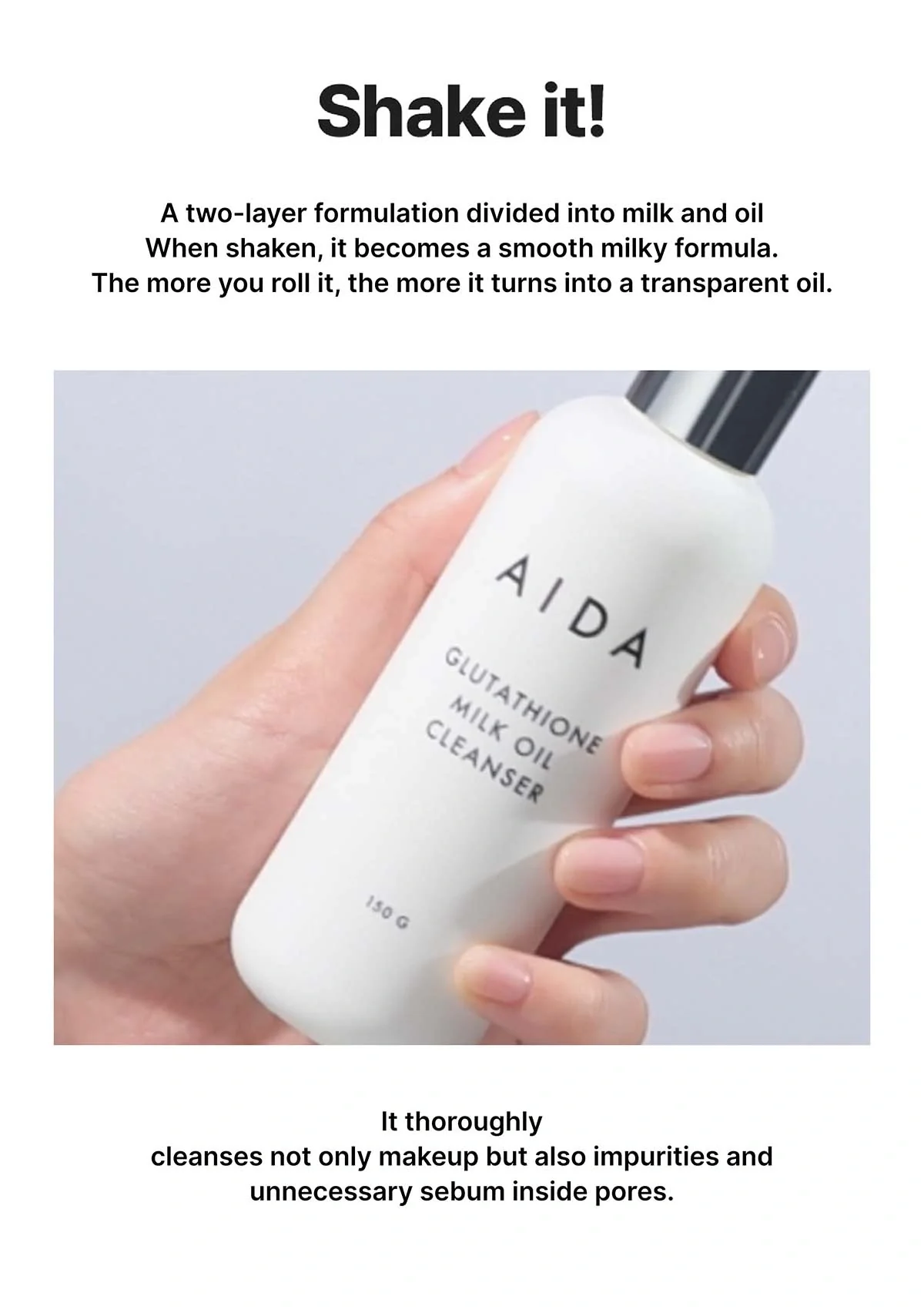 [AIDA] Glutathione Milk Oil Cleanser 150g - Image 13