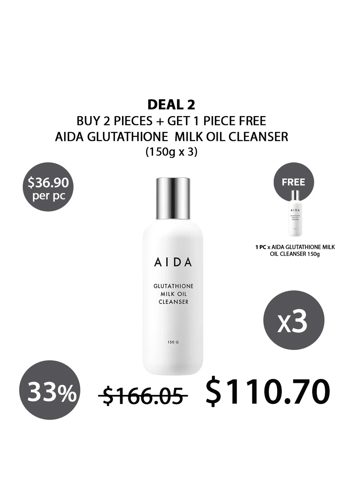 [AIDA] Glutathione Milk Oil Cleanser 150g - Image 26