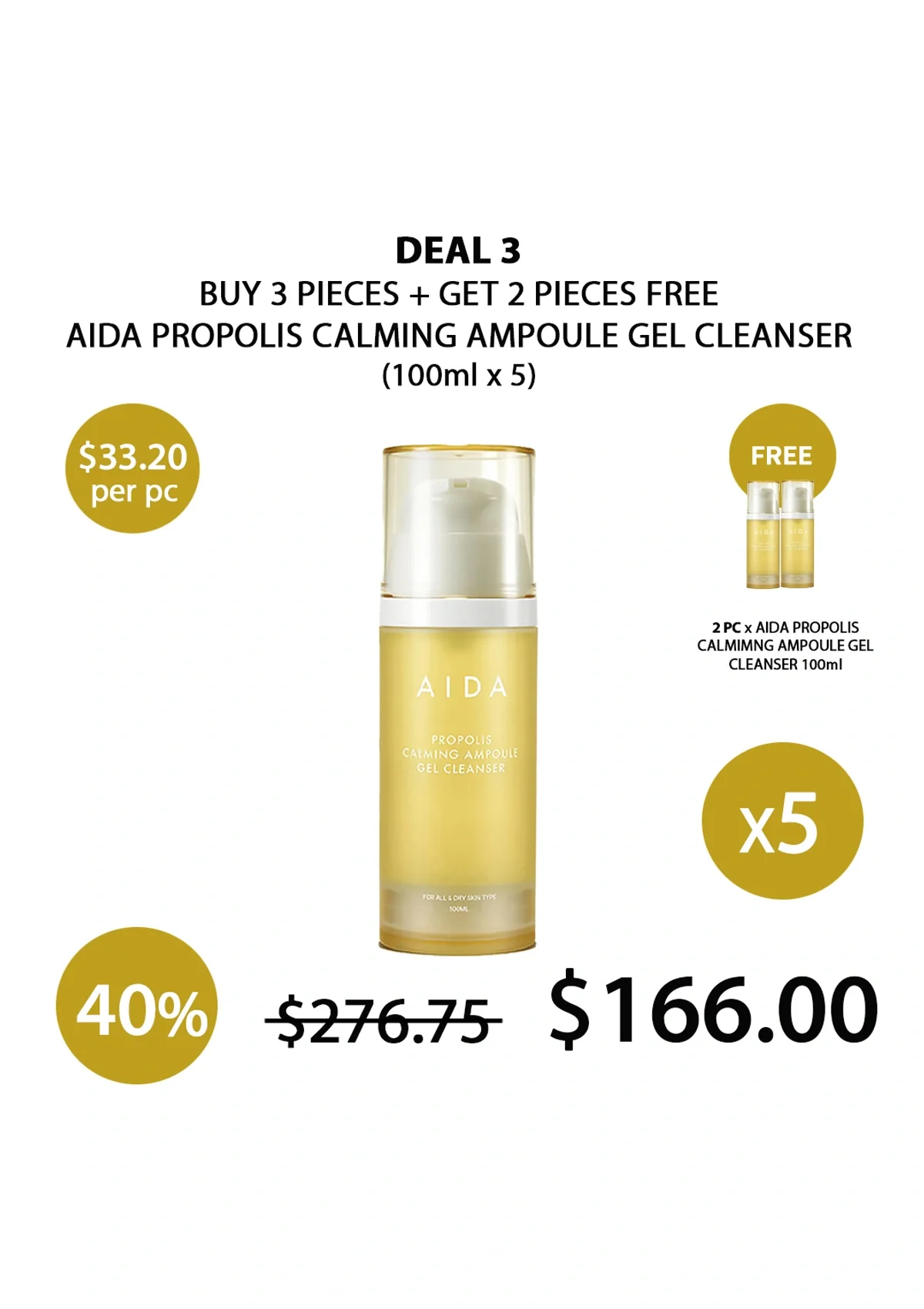 [AIDA]  Propolis Calming Ampoule Gel Cleanser 100ml - Image 5