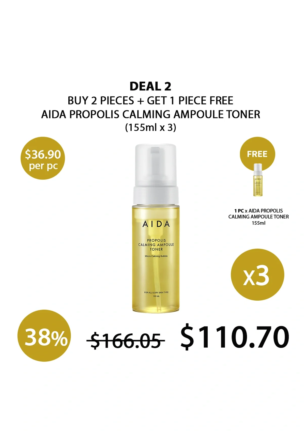 [AIDA] Propolis Calming Ampoule Toner 155ml - Image 4