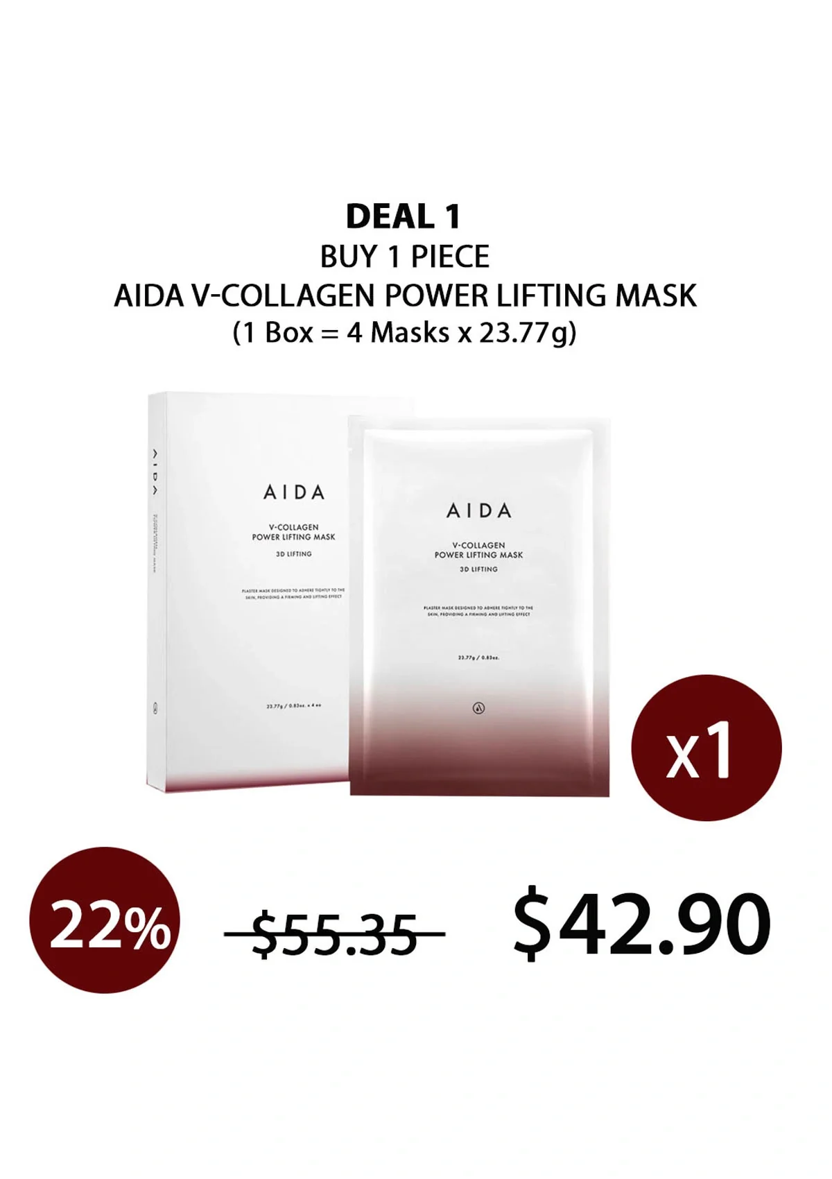 [AIDA] V-Collagen Power Lifting Mask  (1 Box = 4 Masks x 23.77g) - Image 18