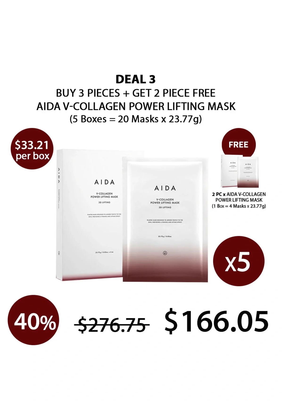 [AIDA] V-Collagen Power Lifting Mask  (1 Box = 4 Masks x 23.77g) - Image 20