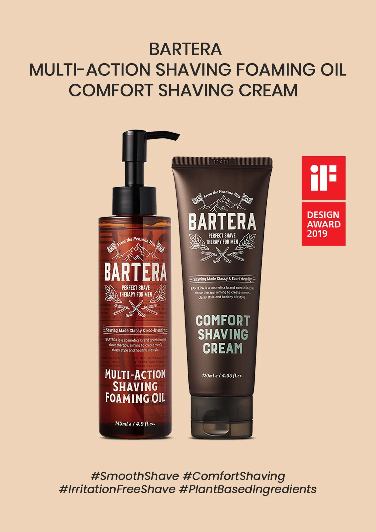 [BARTERA] Shaving Foaming Oil 145ml | Shaving Cream 120ml