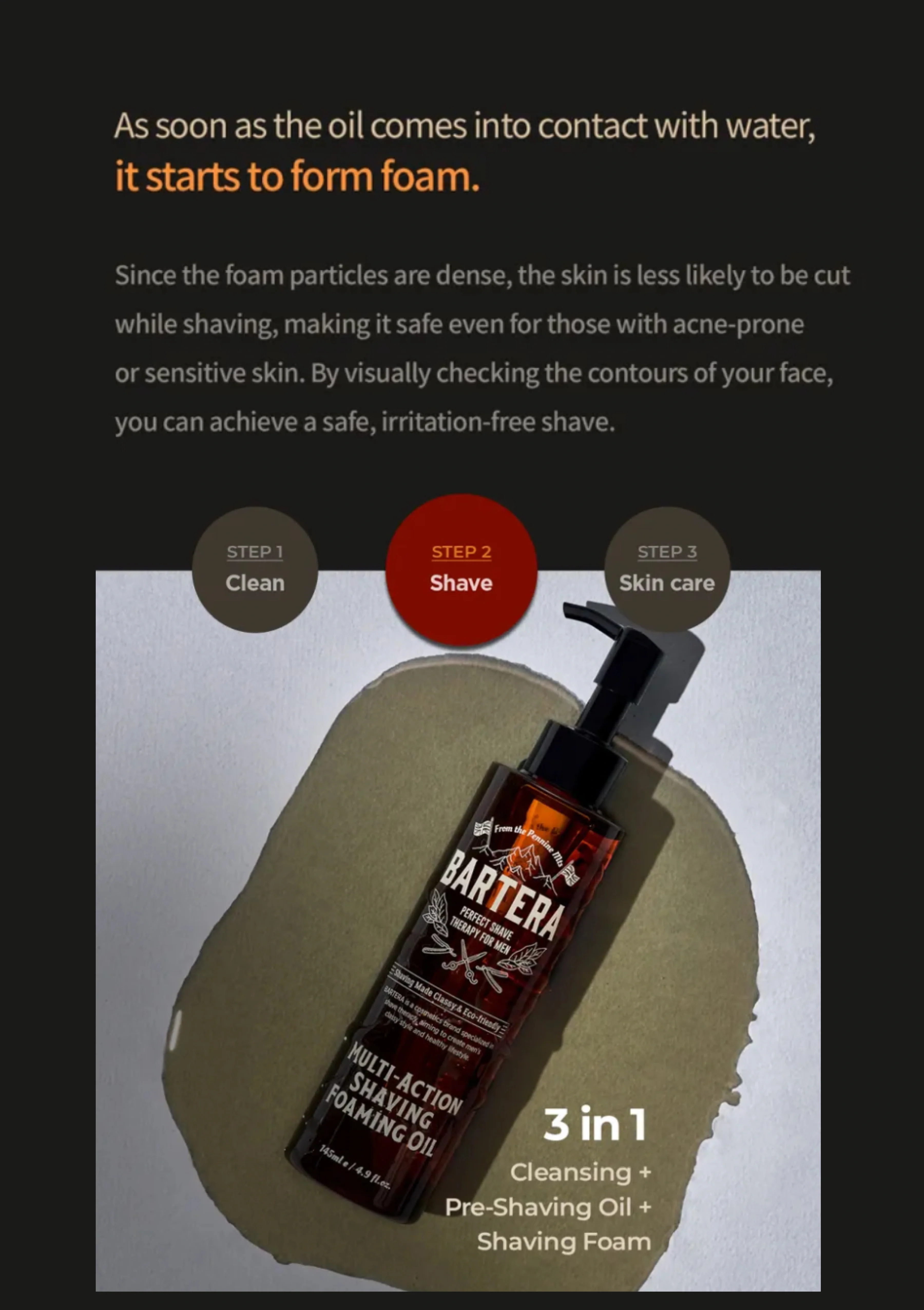 [BARTERA] Multi-Action Shaving Foaming Oil 145ml - Image 7