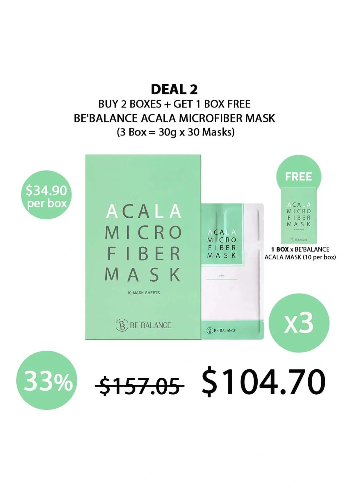 [BE'BALANCE] Acala Microfiber Mask (1 Box = 30g x 10 Masks) - Image 12