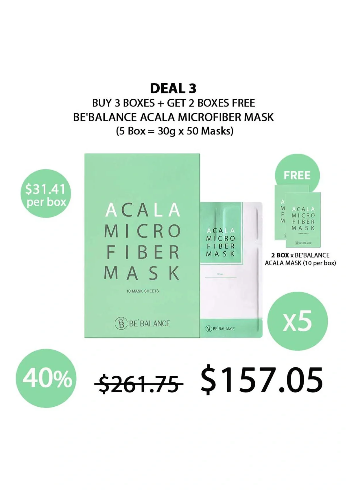 [BE'BALANCE] Acala Microfiber Mask (1 Box = 30g x 10 Masks) - Image 13