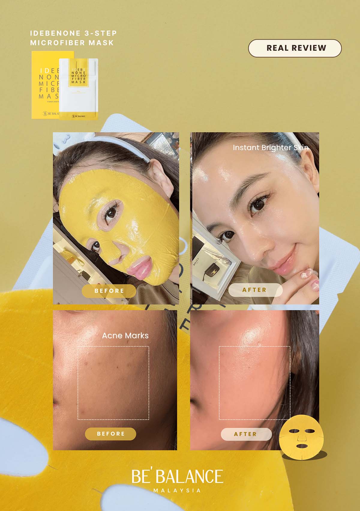 [BE'BALANCE] Idebenone Microfiber Mask (1 Box = 30g x 10 Masks) - Image 12