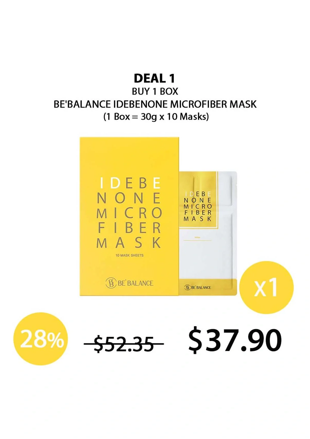 [BE'BALANCE] Idebenone Microfiber Mask (1 Box = 30g x 10 Masks) - Image 14