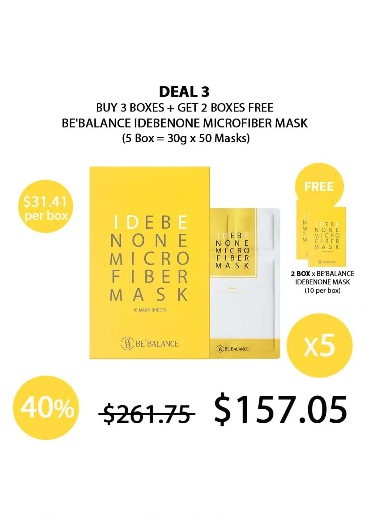 [BE'BALANCE] Idebenone Microfiber Mask (1 Box = 30g x 10 Masks) - Image 16