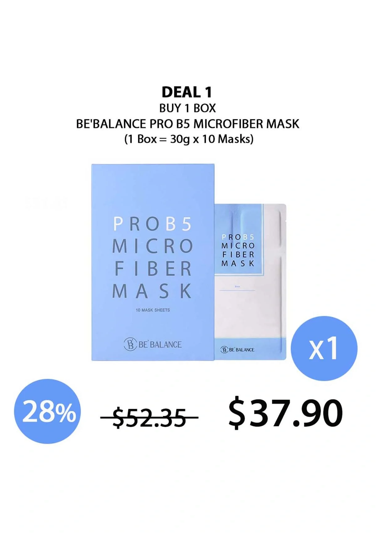 [BE'BALANCE] Pro B5 Microfiber Mask (1 Box = 30g x 10 Masks) - Image 11