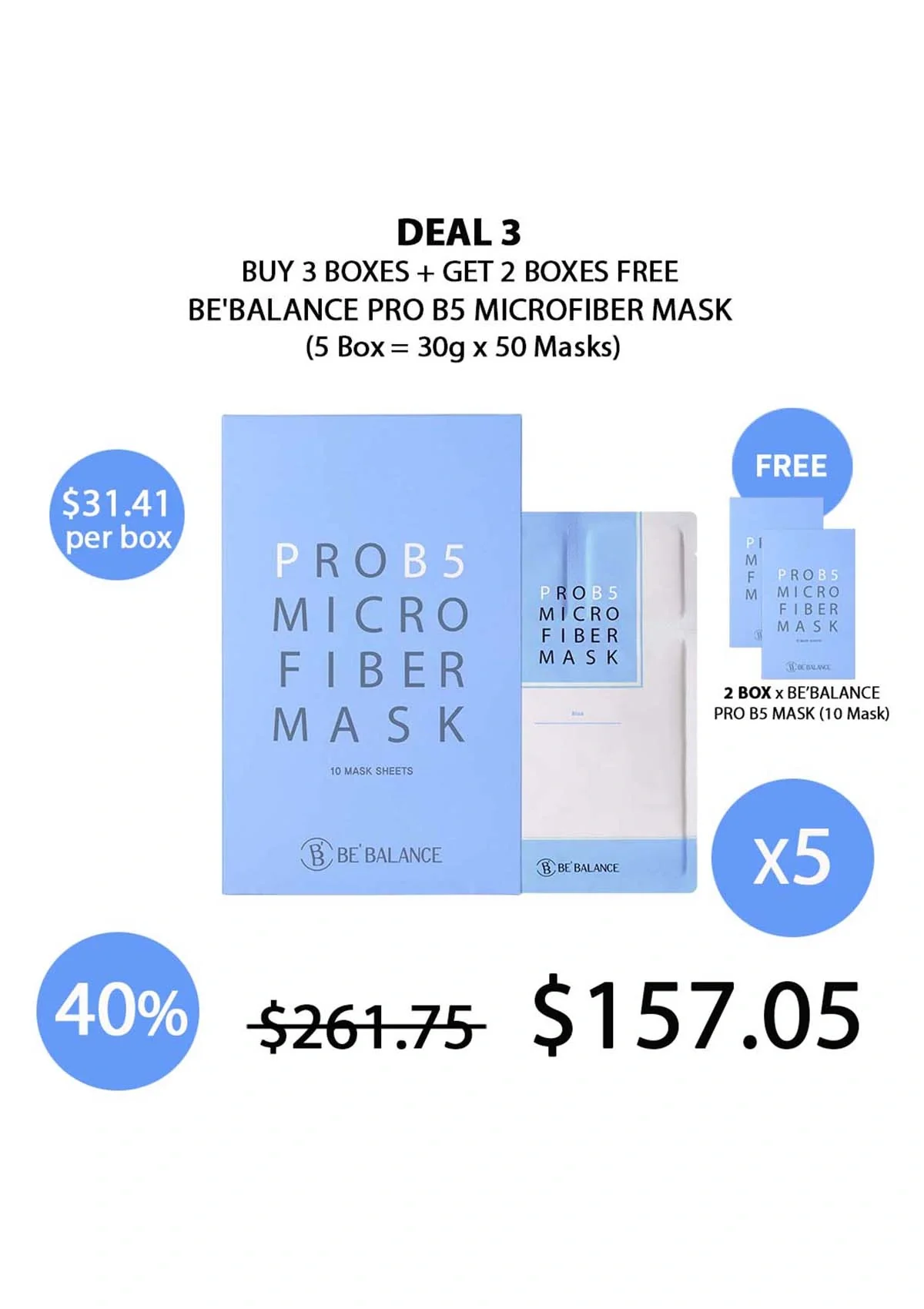 [BE'BALANCE] Pro B5 Microfiber Mask (1 Box = 30g x 10 Masks) - Image 13