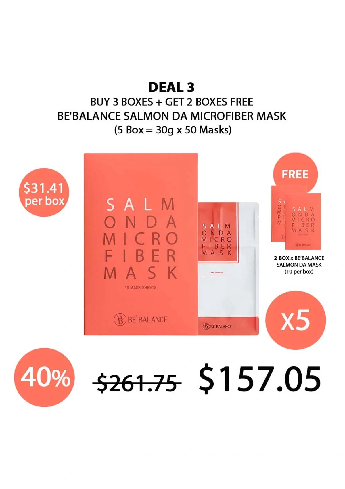 [BE'BALANCE] Salmon Da Microfiber Mask (1 Box = 30g x 10 Masks) - Image 11