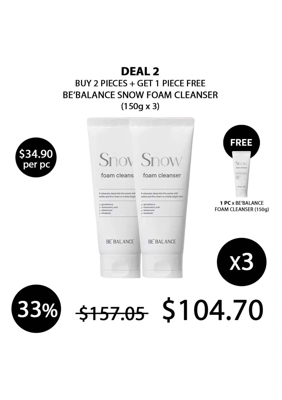 [BE'BALANCE] Snow Foam Cleanser 150g - Image 11