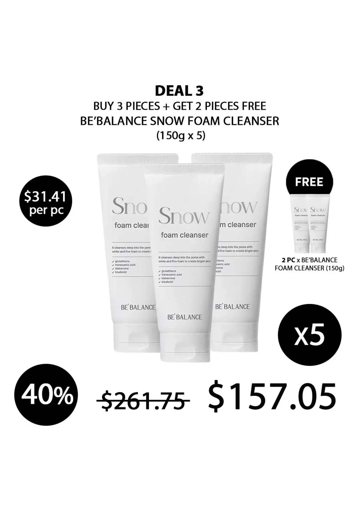 [BE'BALANCE] Snow Foam Cleanser 150g - Image 12