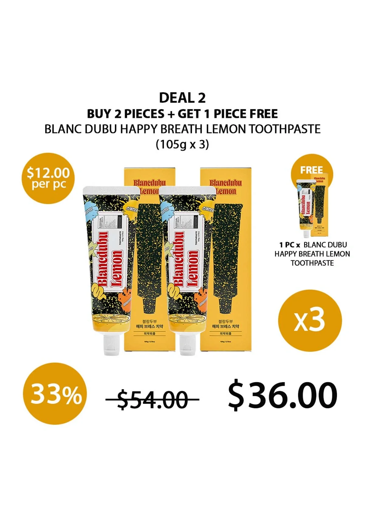 [BLANC DUBU] Happy Breath Lemon Toothpaste 105g - Image 20