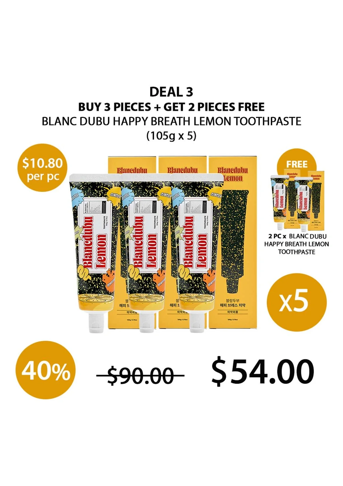 [BLANC DUBU] Happy Breath Lemon Toothpaste | Mouth Wash (Lemon/Peach) - Image 34