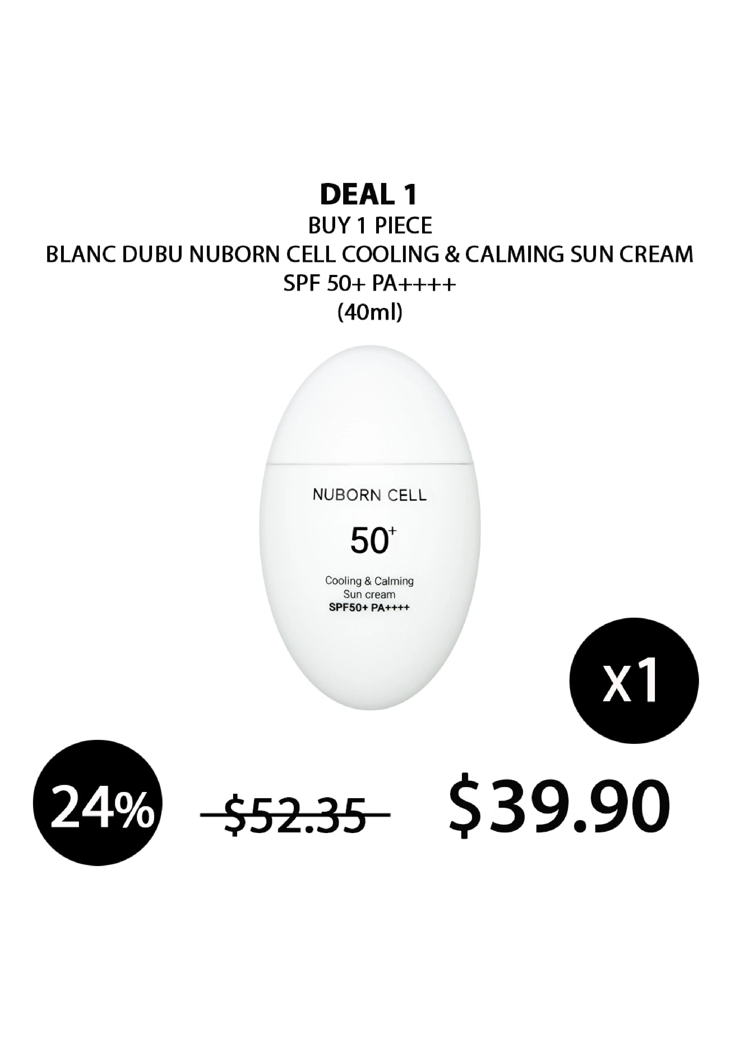 [BLANC DUBU] Nuborn Cell Cooling & Calming Sun Cream SPF 50+ PA++++ 40ml - Image 19