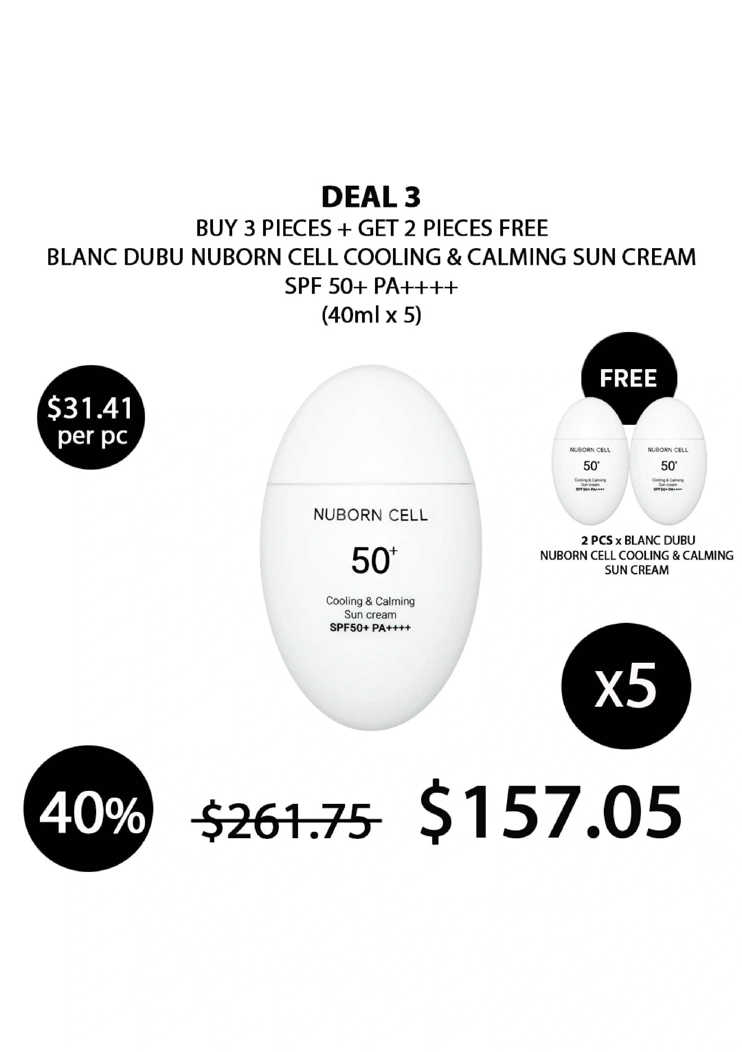 [BLANC DUBU] Nuborn Cell Cooling & Calming Sun Cream SPF 50+ PA++++ 40ml - Image 21
