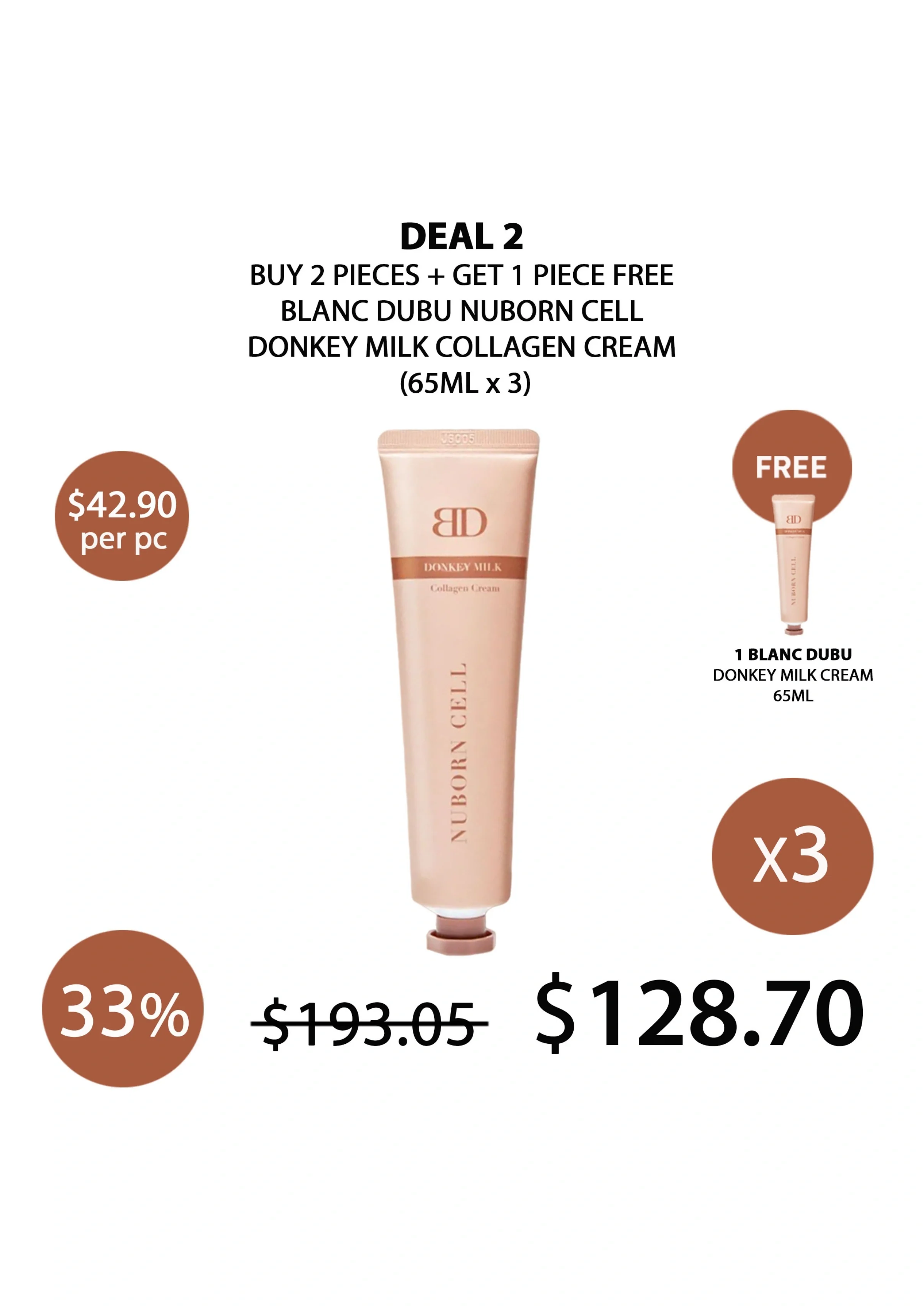 [BLANC DUBU] Nuborn Cell Donkey Milk Collagen Cream 65ml - Image 18
