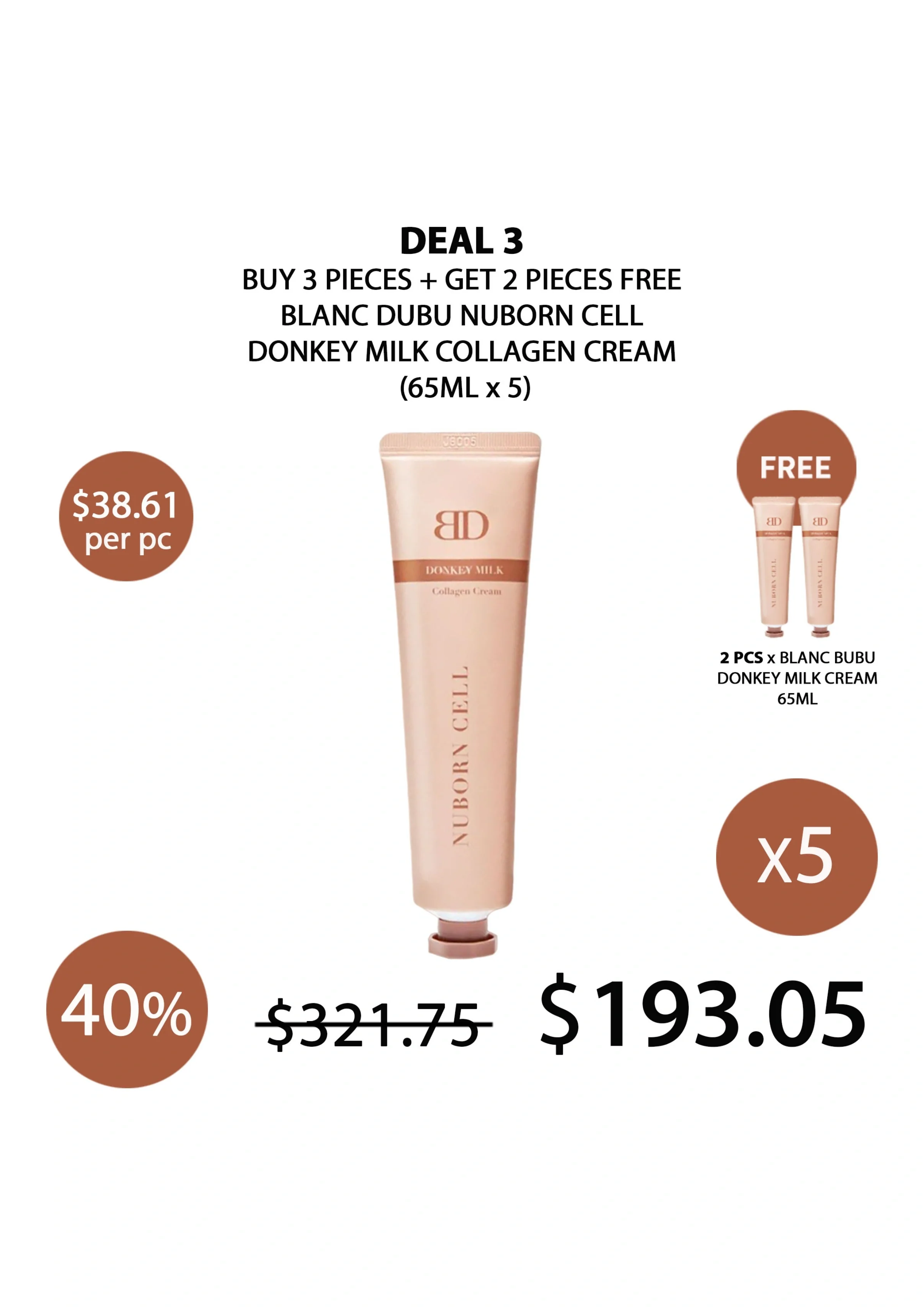 [BLANC DUBU] Nuborn Cell Donkey Milk Collagen Cream 65ml - Image 19