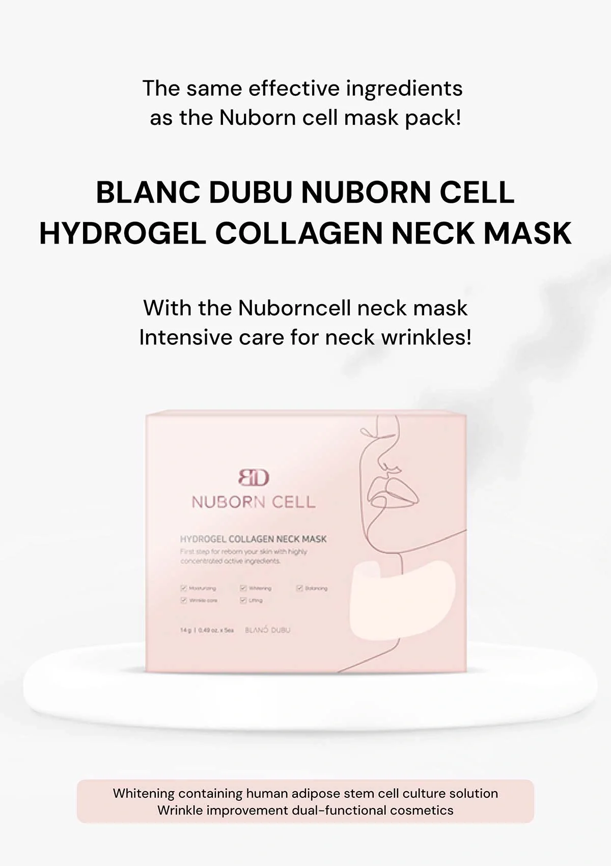 [BLANC DUBU] Nuborn Cell Hydrogel Collagen Neck Mask (1 Box = 5 Masks x 14g) - Image 3