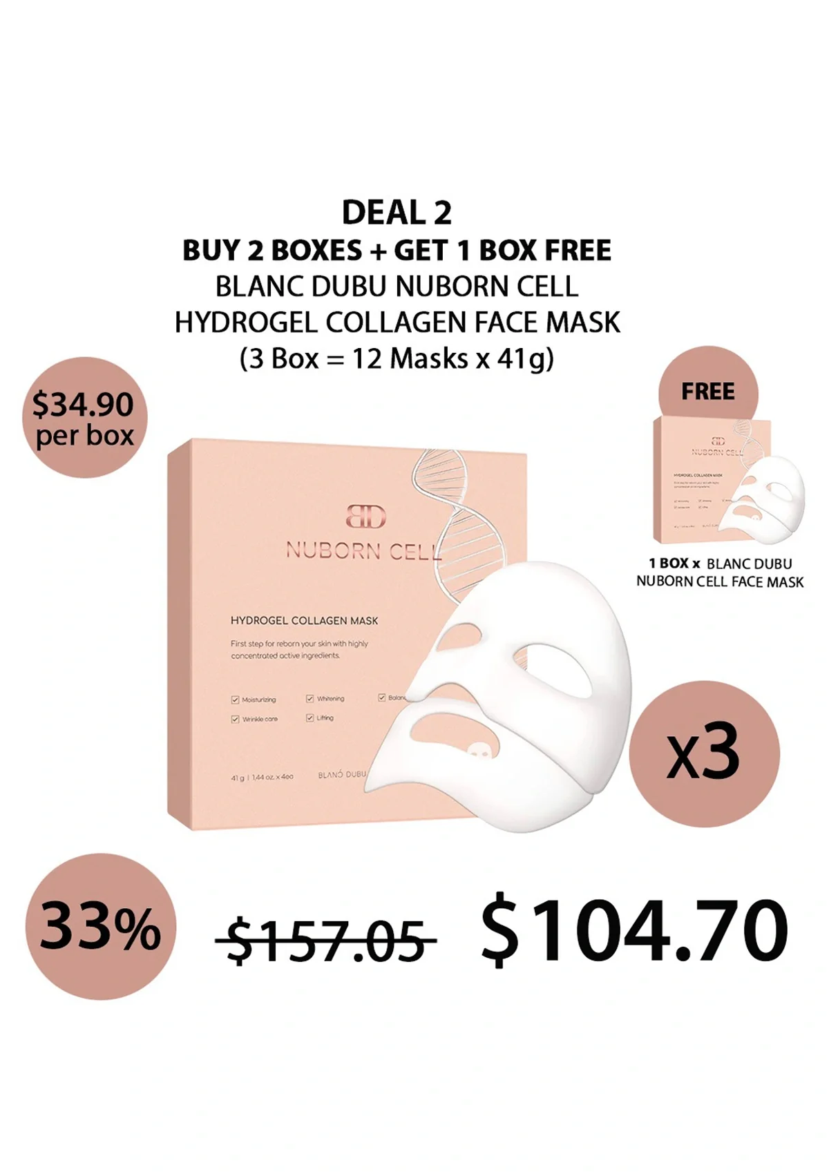 [BLANC DUBU] Nuborn Cell Hydrogel Collagen Face | Neck Mask - Image 32