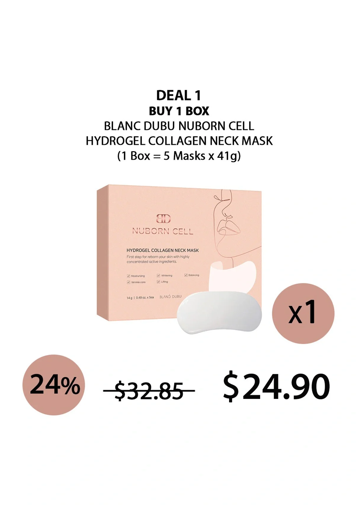 [BLANC DUBU] Nuborn Cell Hydrogel Collagen Neck Mask (1 Box = 5 Masks x 14g) - Image 14