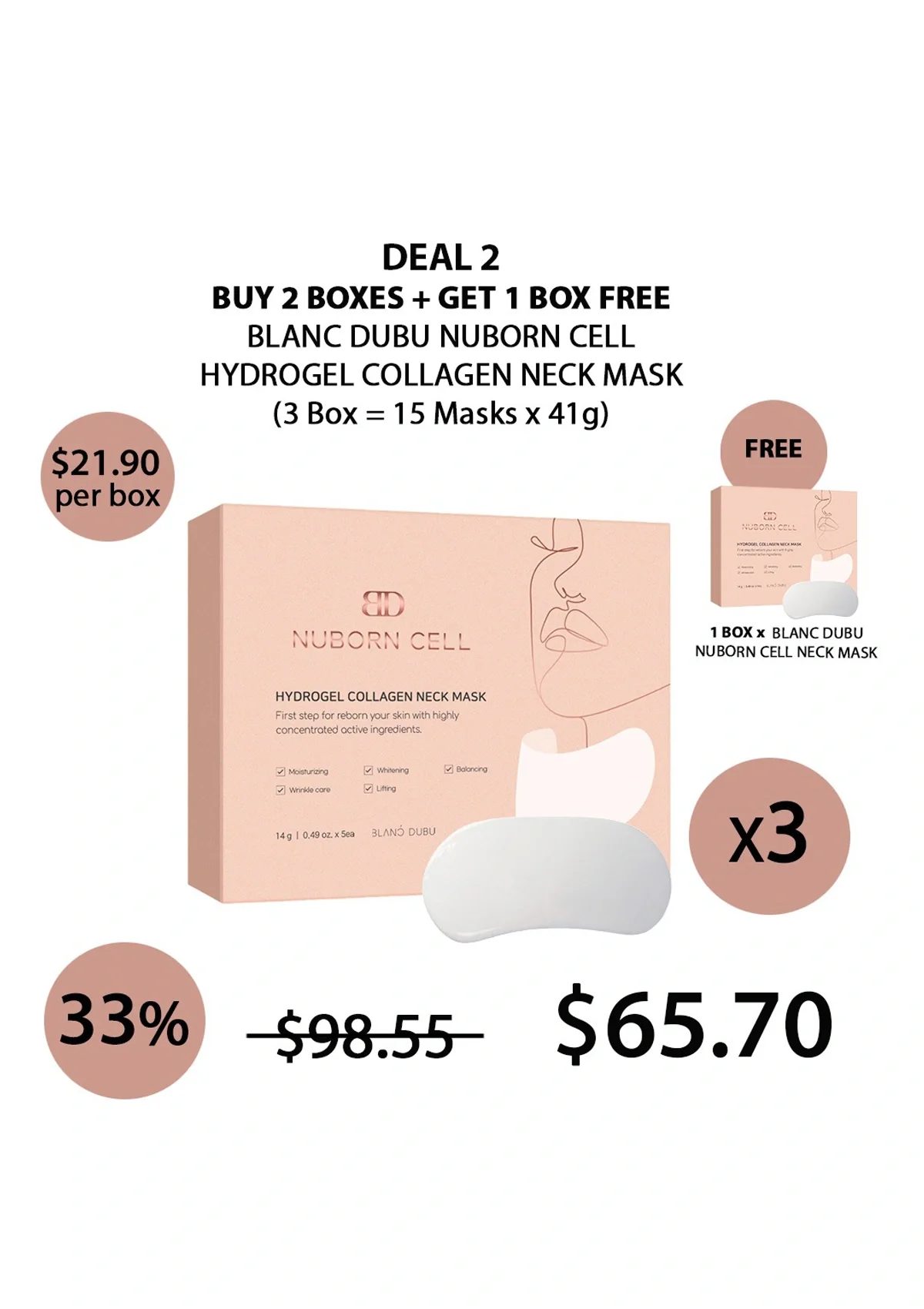 [BLANC DUBU] Nuborn Cell Hydrogel Collagen Neck Mask (1 Box = 5 Masks x 14g) - Image 15