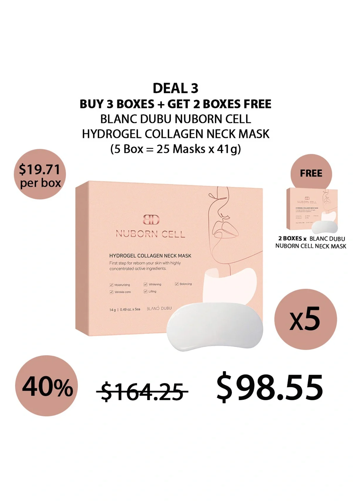 [BLANC DUBU] Nuborn Cell Hydrogel Collagen Neck Mask (1 Box = 5 Masks x 14g) - Image 16