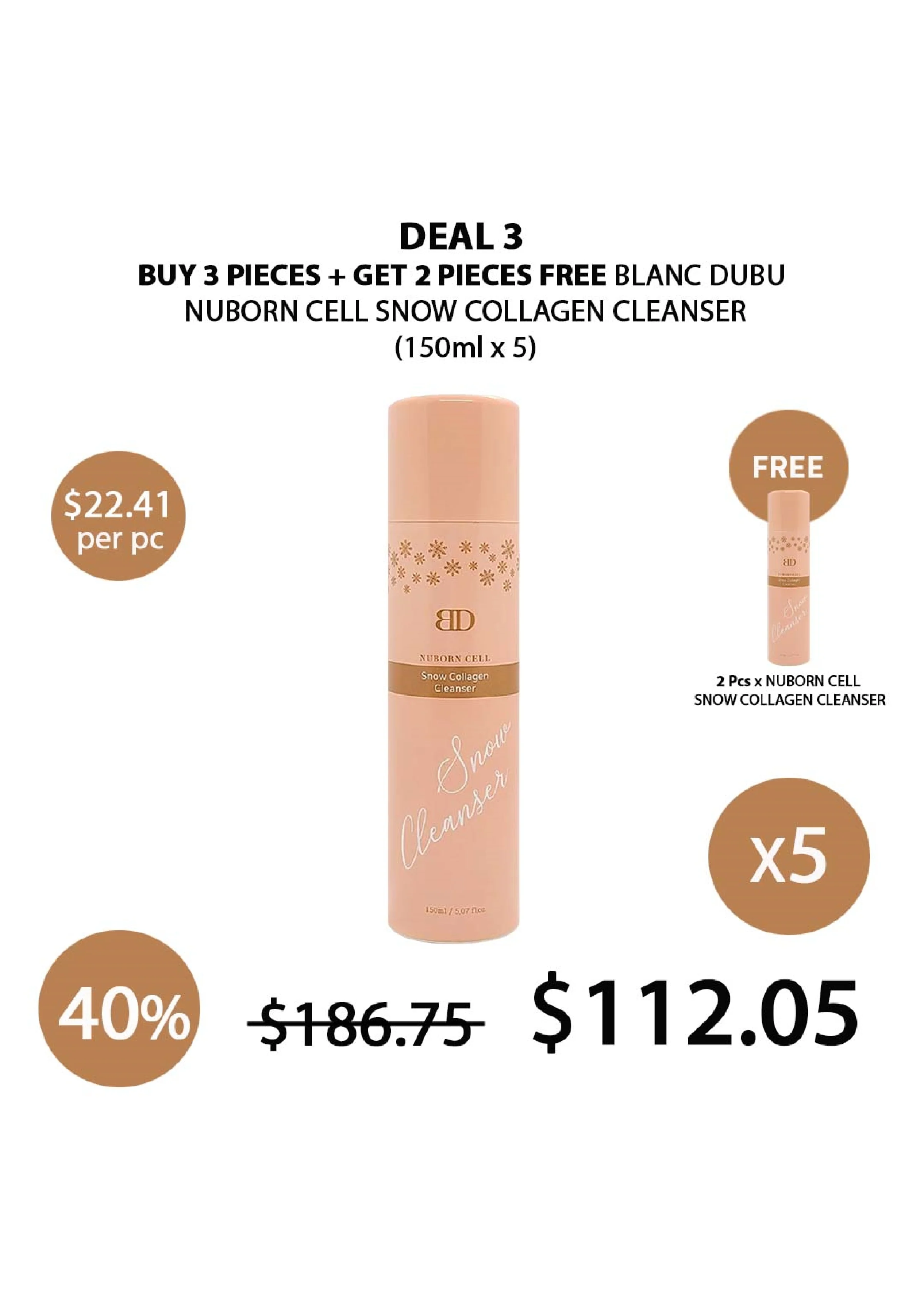 [BLANC DUBU] Nuborn Cell Snow Collagen Cleanser 150ml - Image 5