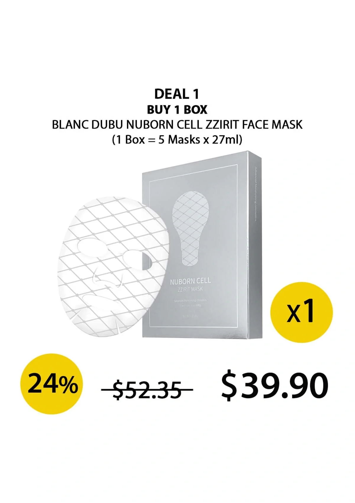 [BLANC DUBU] Nuborn Cell Zzirit Face Mask (1 Box = 5 Masks x 27ml) - Image 17