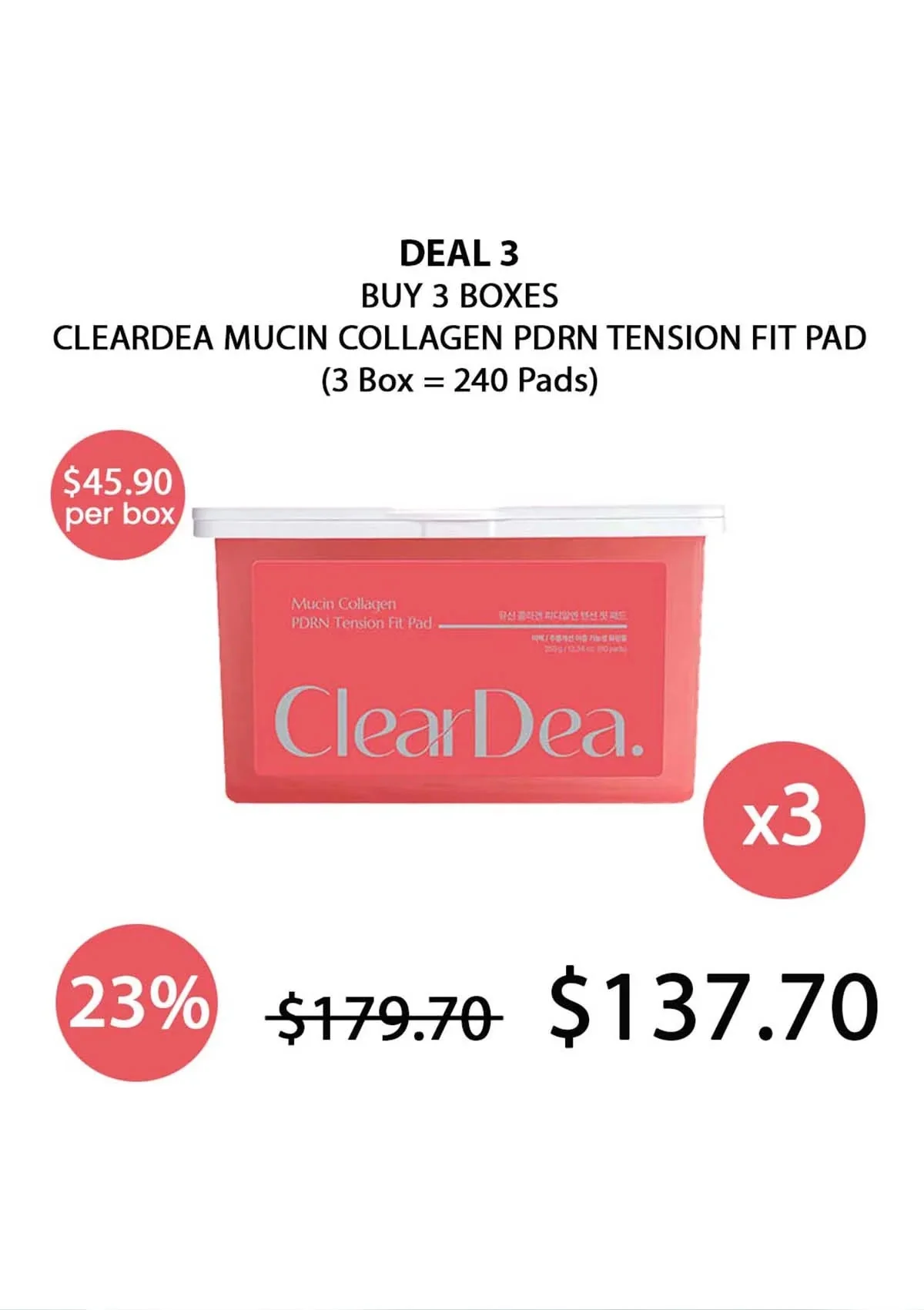 [CLEARDEA] Mucin Collagen PDRN Tension Fit Pad 350g (80 Pads) - Image 3
