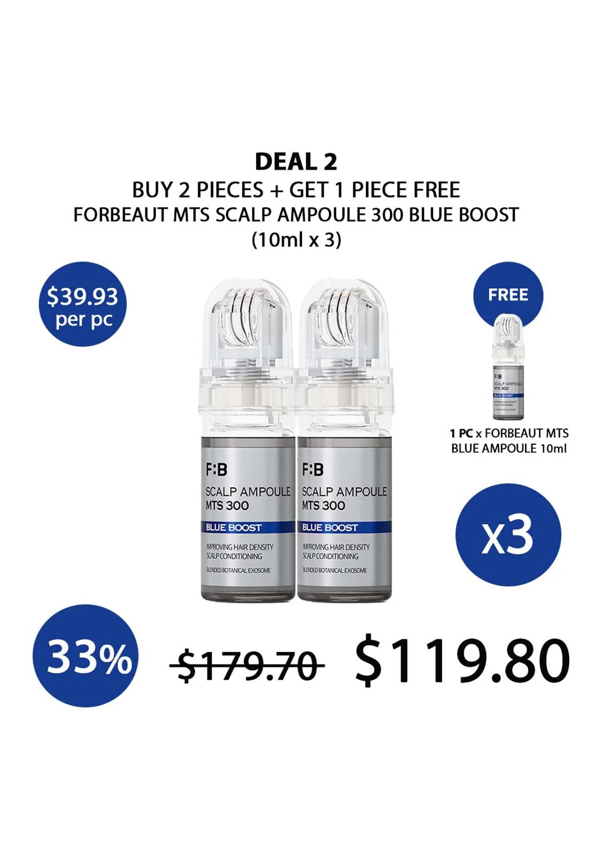 [FORBEAUT] MTS Scalp Ampoule 300 Blue Boost (10ml) - Image 6