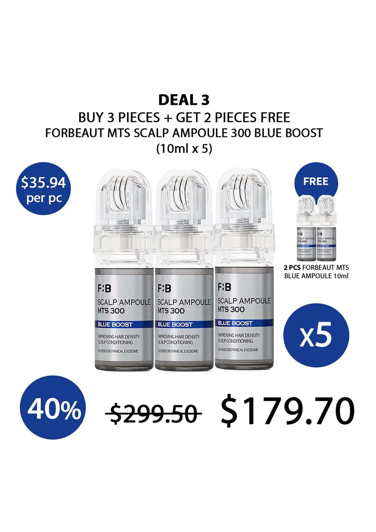 [FORBEAUT] MTS Scalp Ampoule 300 Blue Boost (10ml) - Image 7