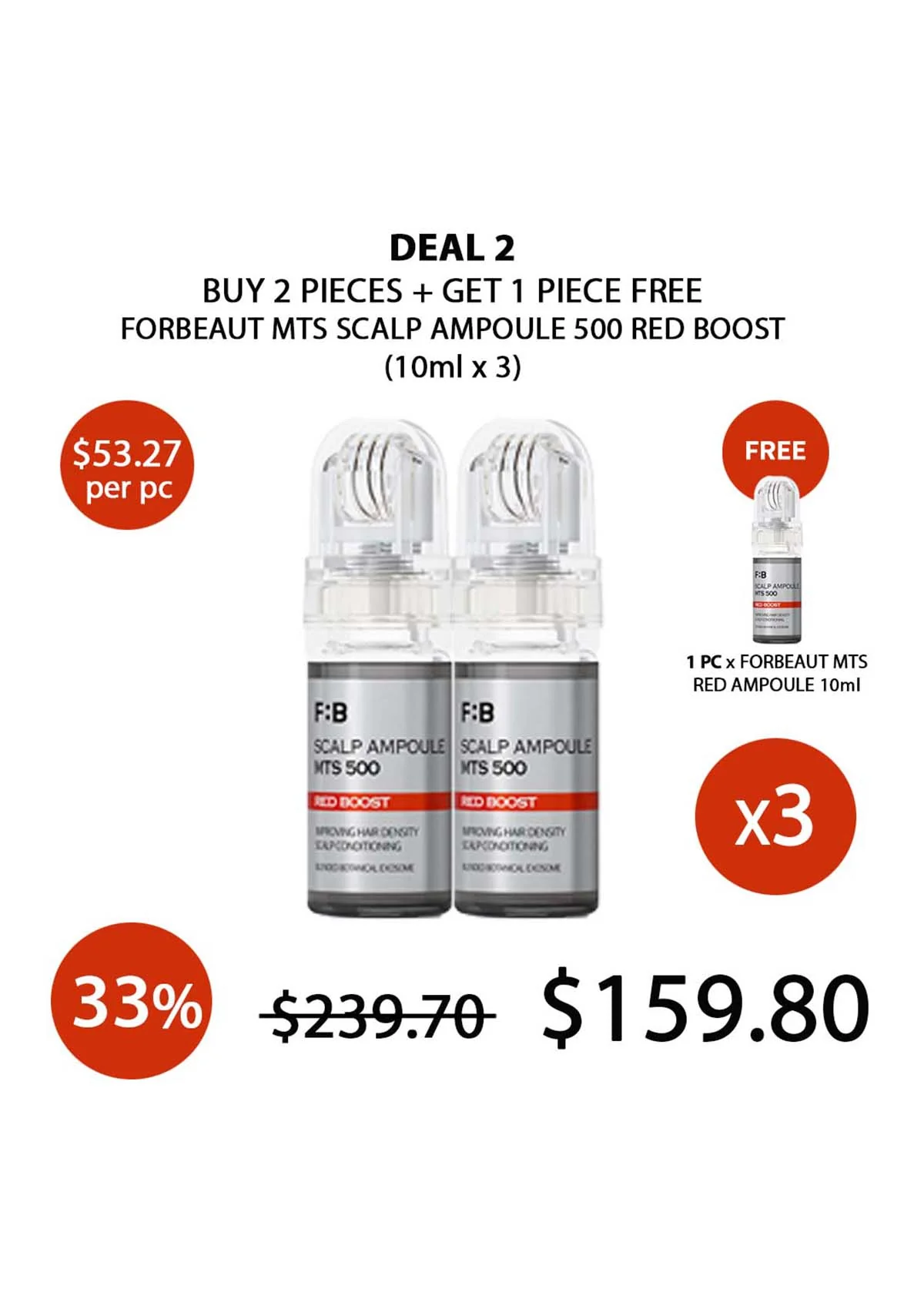 [FORBEAUT] MTS Scalp Ampoule 500 Red Boost (10ml) - Image 6