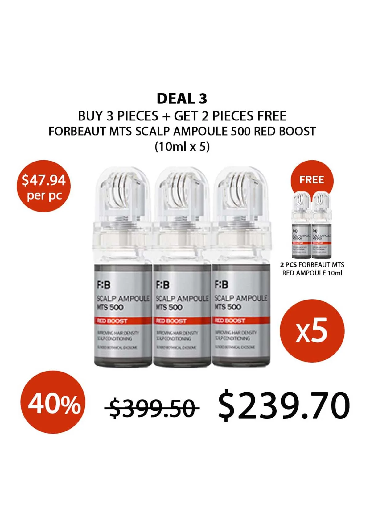 [FORBEAUT] MTS Scalp Ampoule 500 Red Boost (10ml) - Image 7