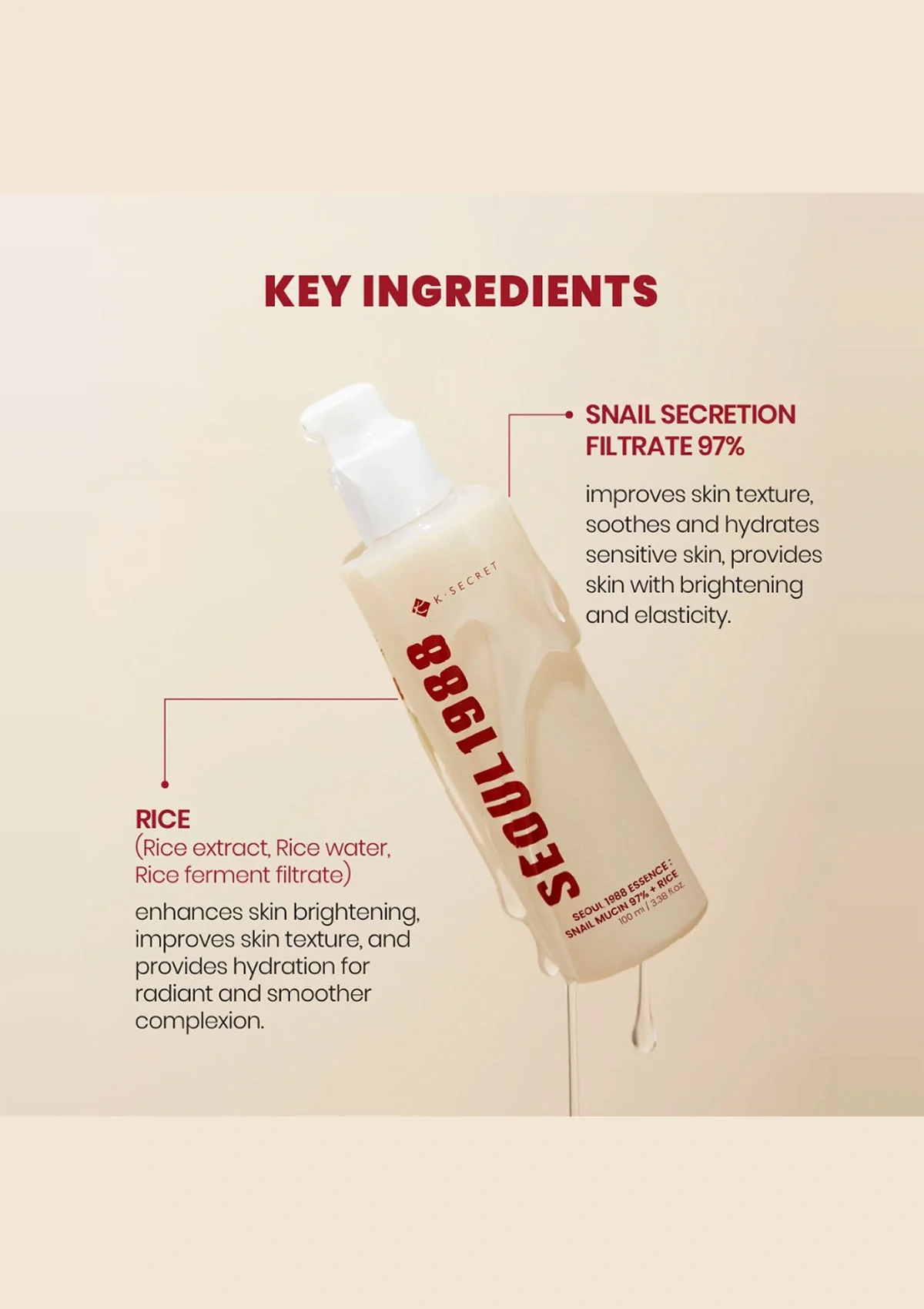 [K-SECRET] Snail Mucin 97% + Rice 100ml - Image 6