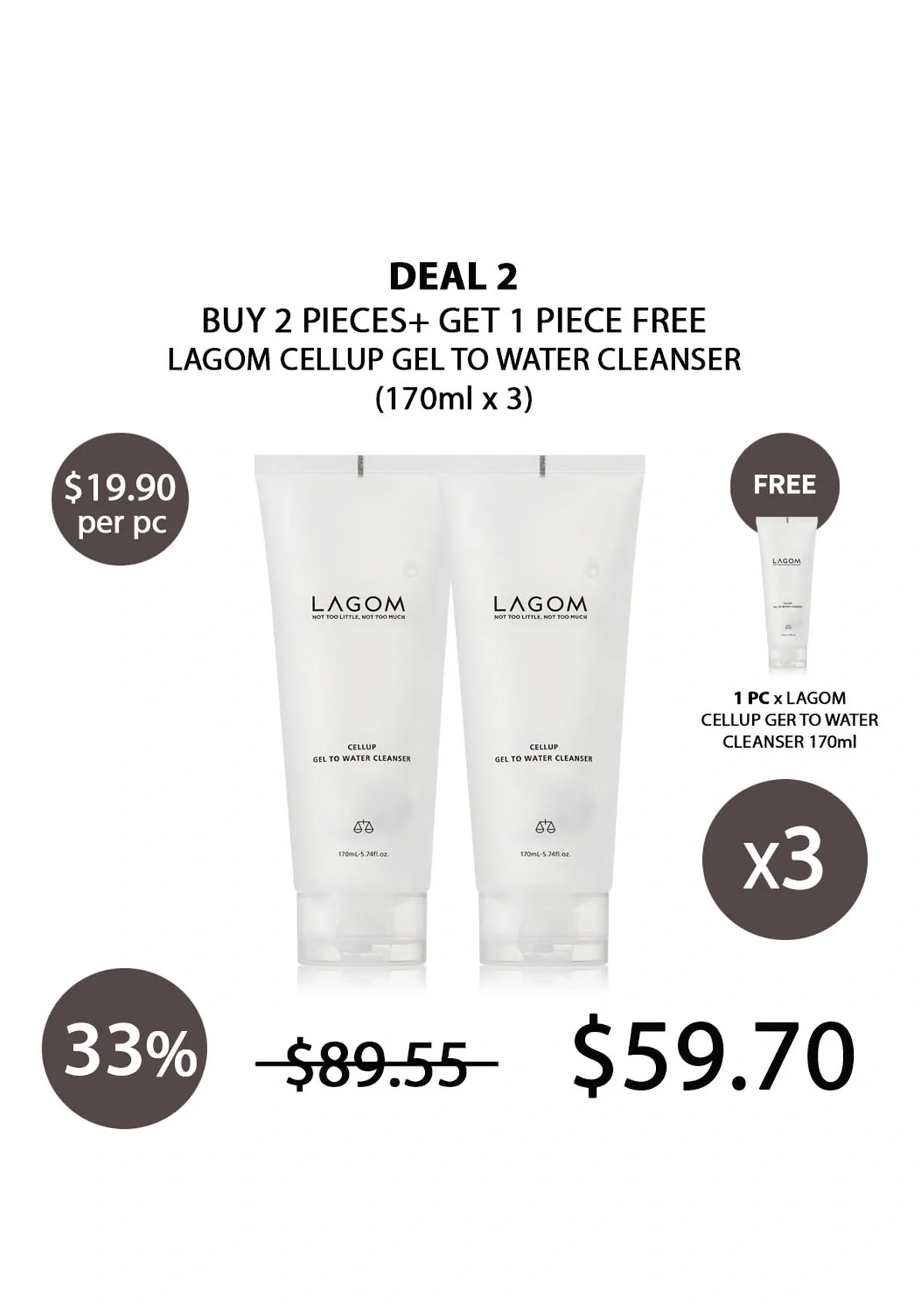 [LAGOM] Cellup Gel To Water Cleanser 170ml - Image 19