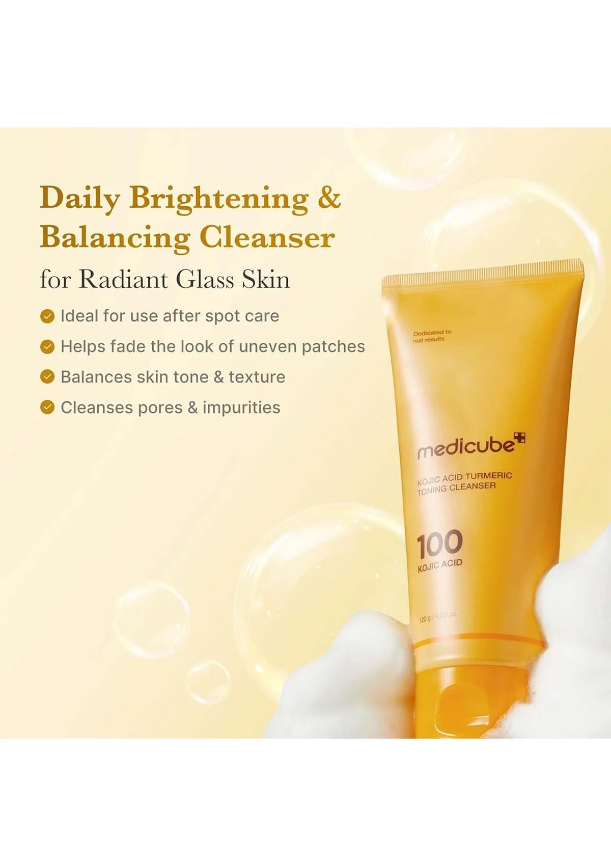 [MEDICUBE] Kojic Acid Turmeric Toning Cleanser 120g - Image 3