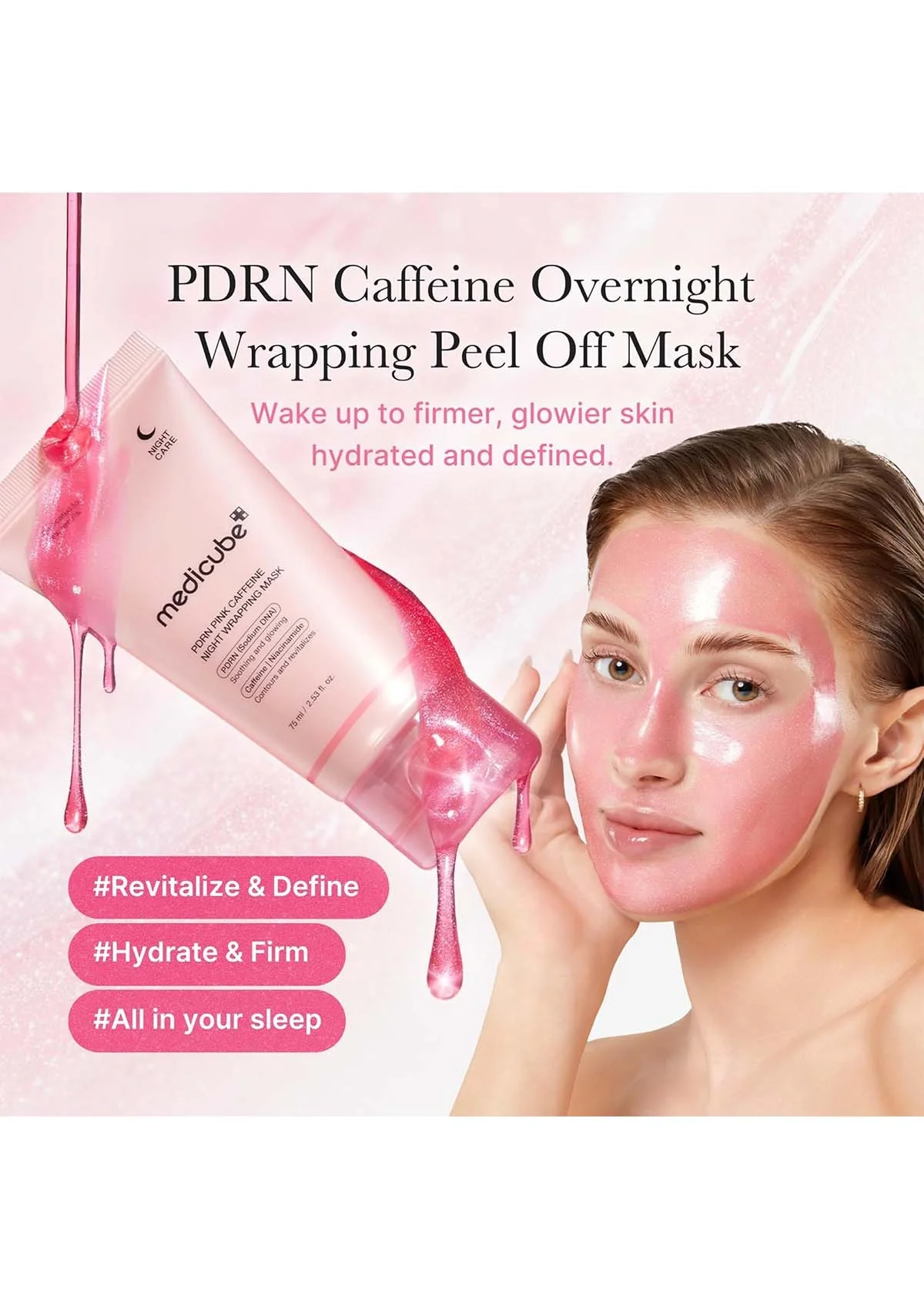 [MEDICUBE] PDRN Pink Caffeine Night Wrapping Mask 75ml - Image 4