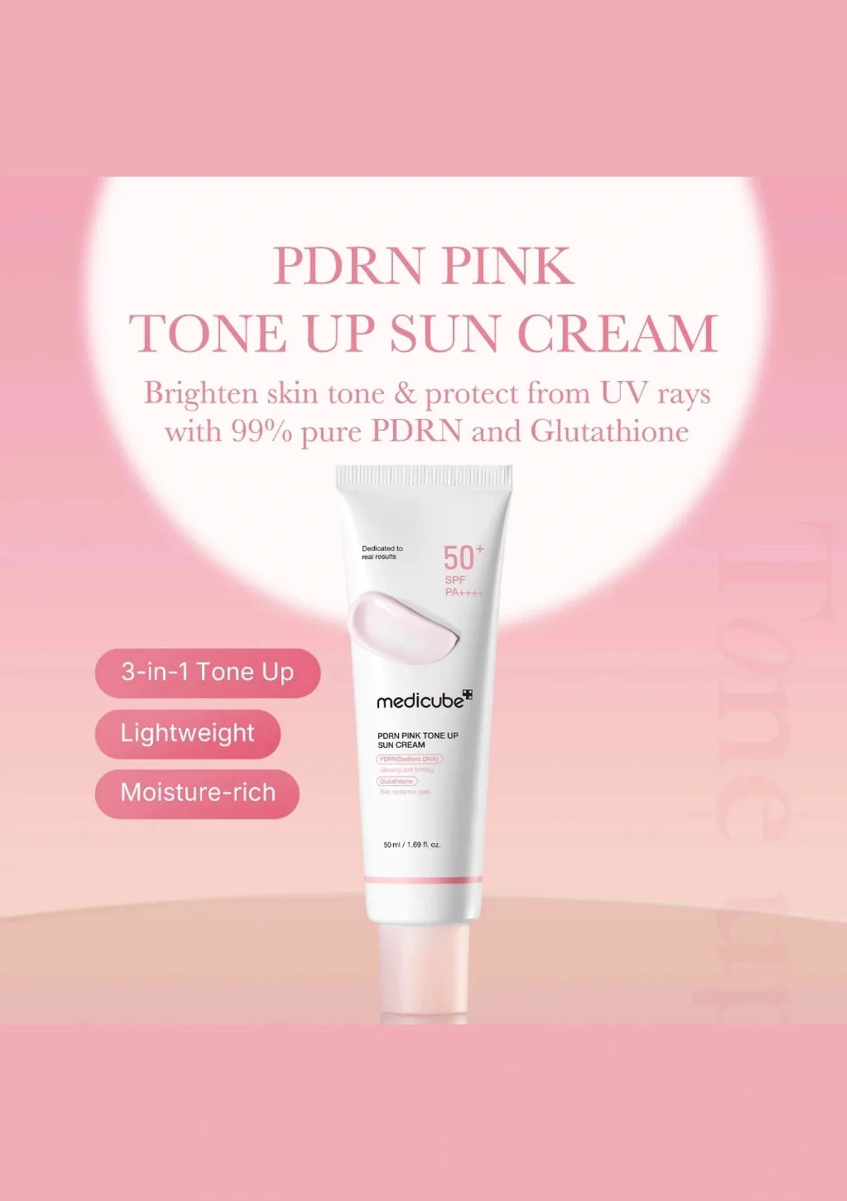 [MEDICUBE] PDRN Pink Toner Sun Cream SPF50+ PA++++ - Image 2