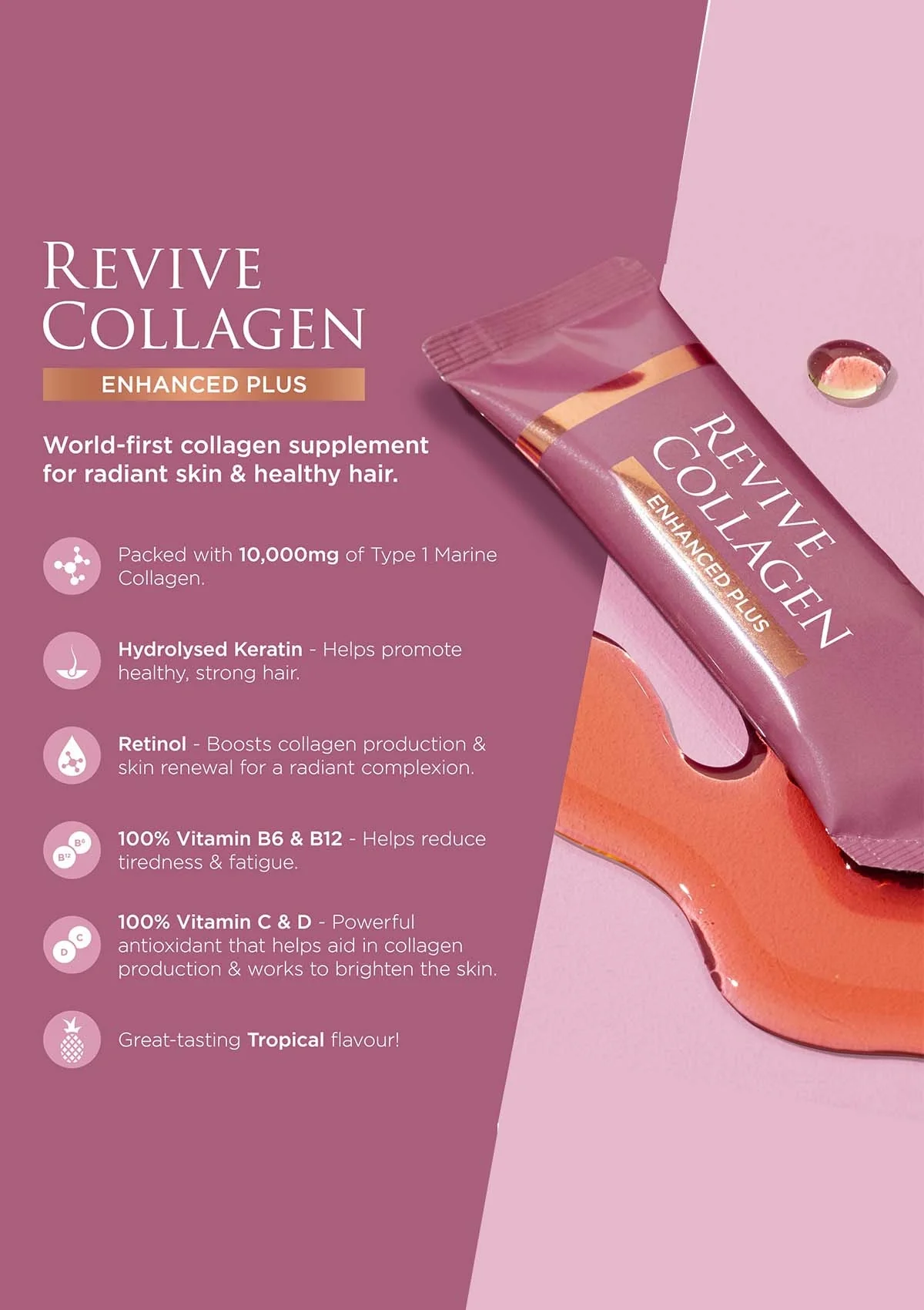 Revive Collagen Enhanced Plus - 10000mg Type I Hydrolysed Marine Collagen Drink - Image 4