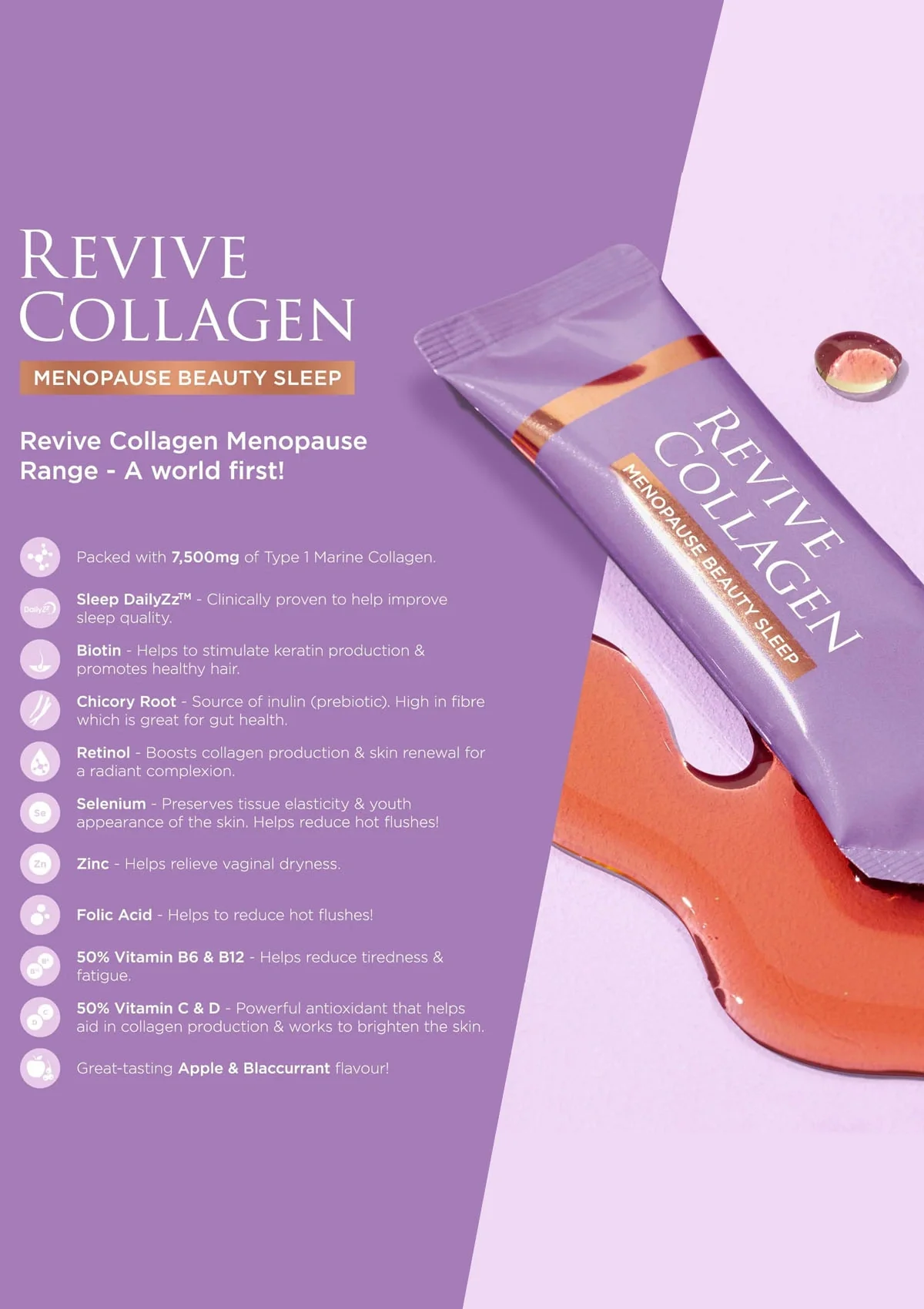 Revive Collagen Menopause Beauty Sleep - 7500mg Type 1 Hydrolysed Marine Collagen Drink - Image 3