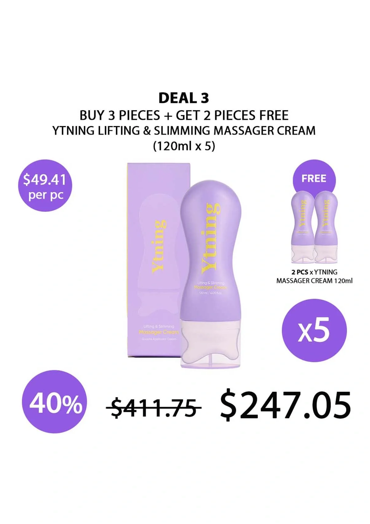 [YTNING] Lifting & Slimming Massager Cream 120ml - Image 33